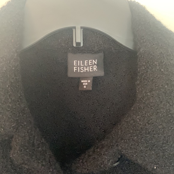 Eileen Fisher Black Wool Fuzzy Teddy Button Jacket - Picture 3 of 4